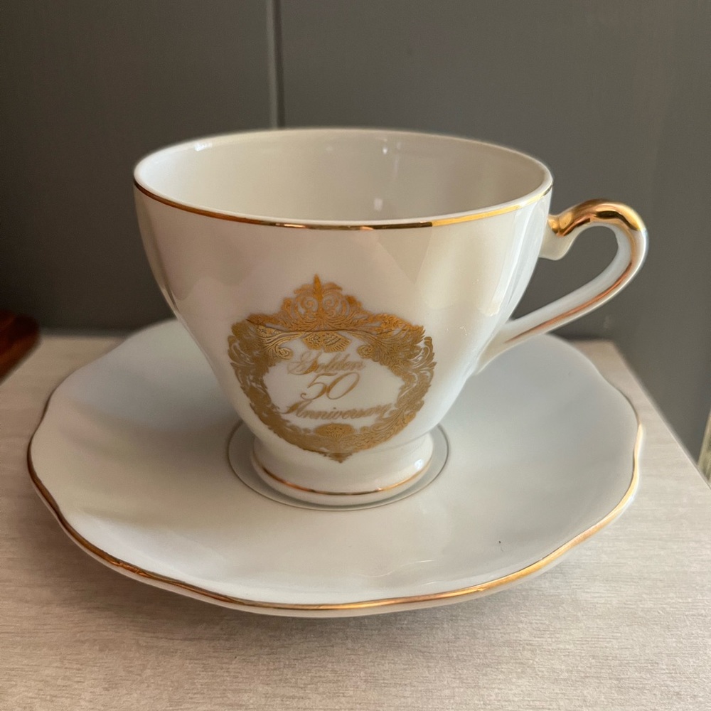 Vintage Golden 50th Anniversary Tea Cup #9372 Napcoware Japan
